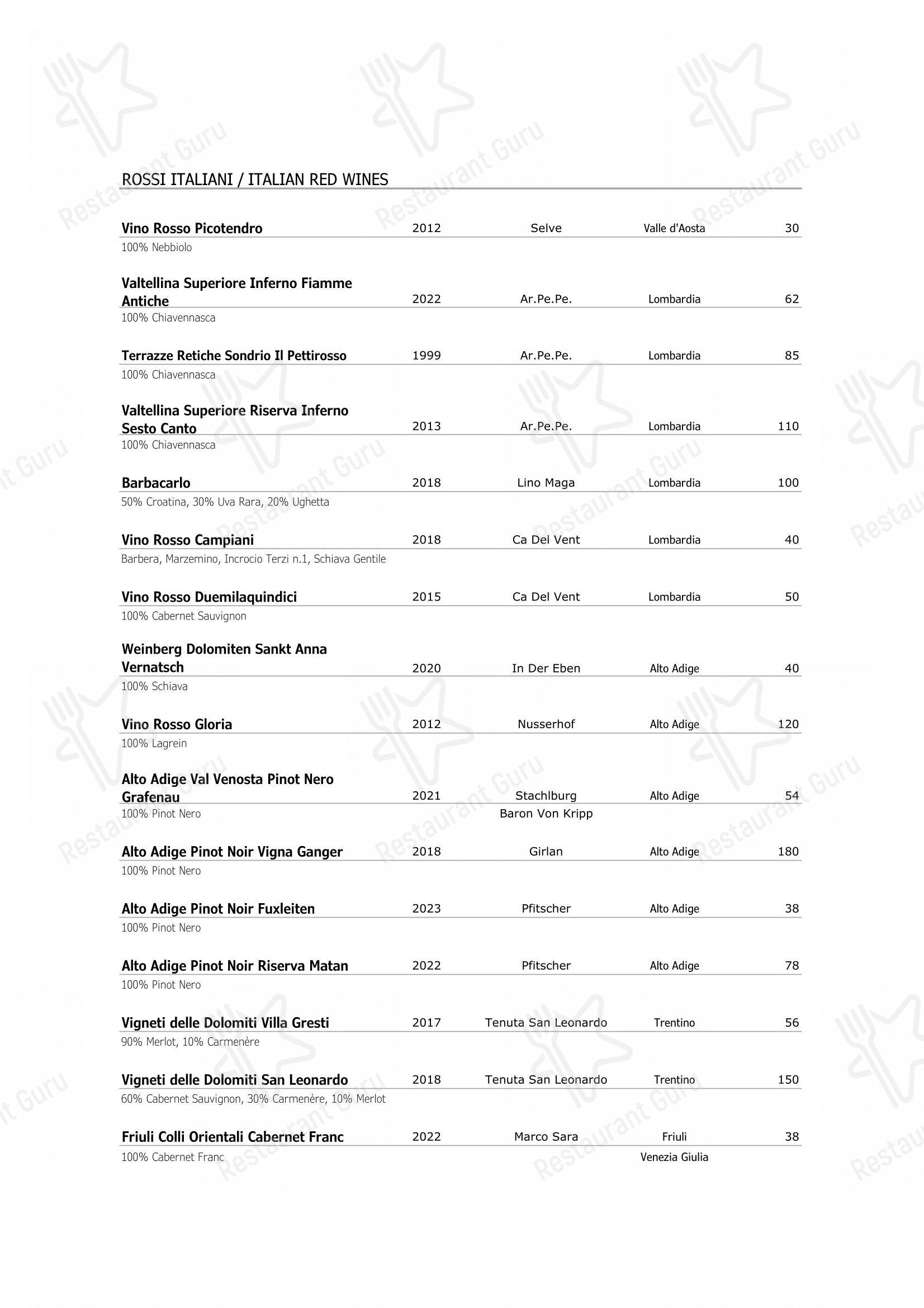 Wine Menu per Ristorante Opera ristorante