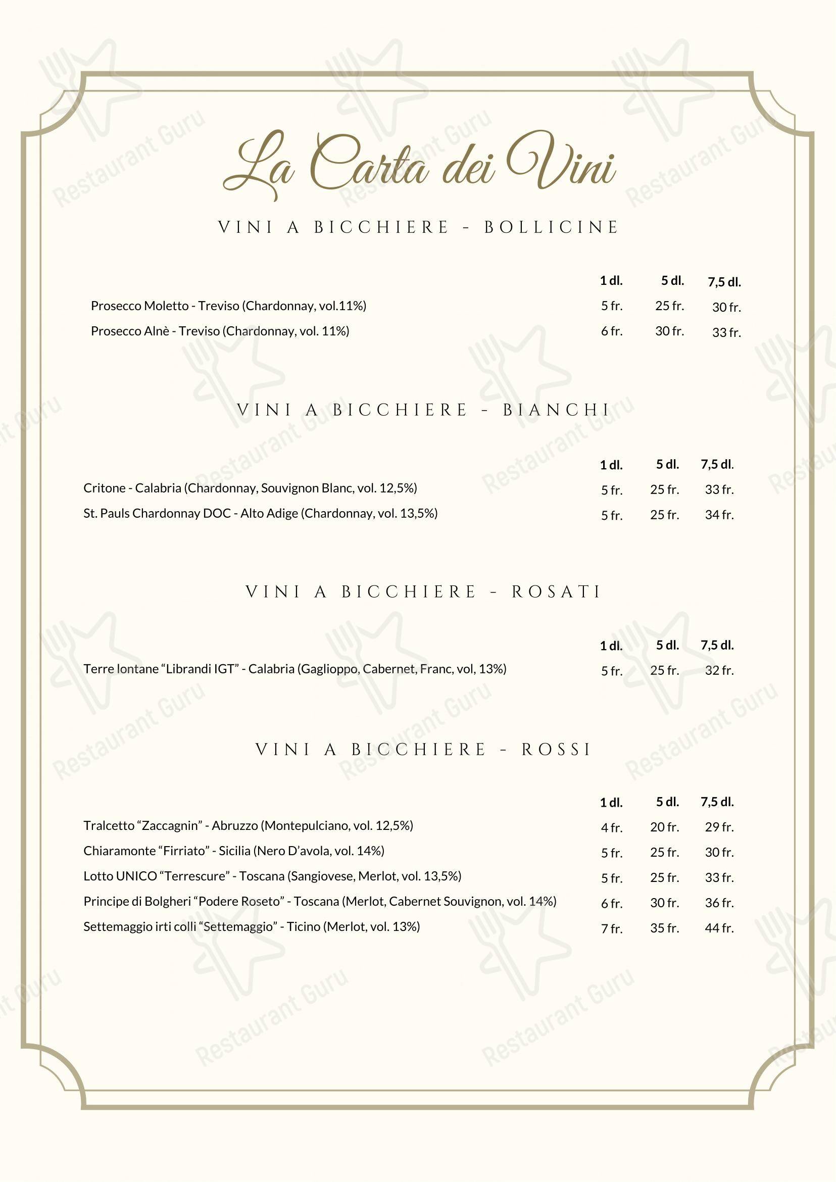 Основное меню per La Terrazza Bellinzona, Ristorante & Pizzeria - Snack Bar ristorante