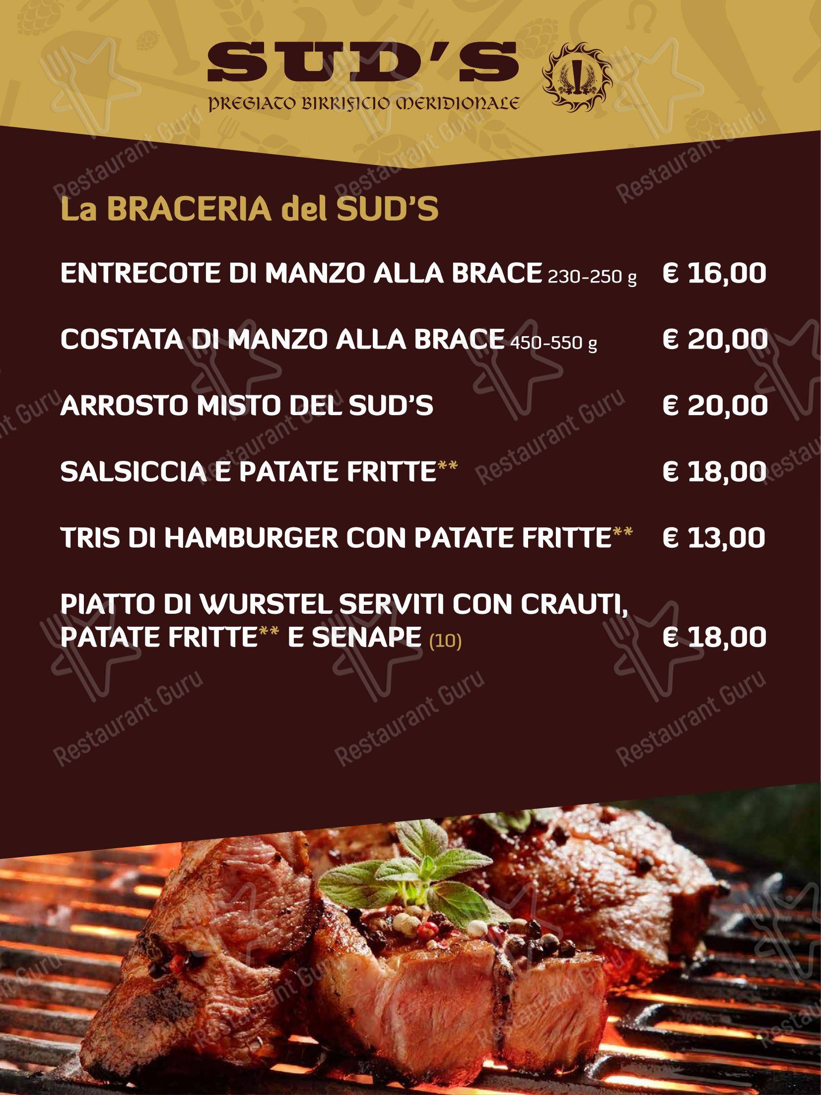 Sud's in Noci - Menu