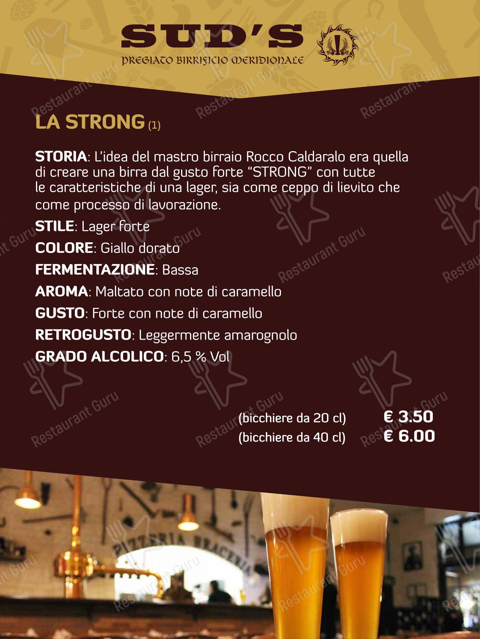 Menu di Sud's - Menu