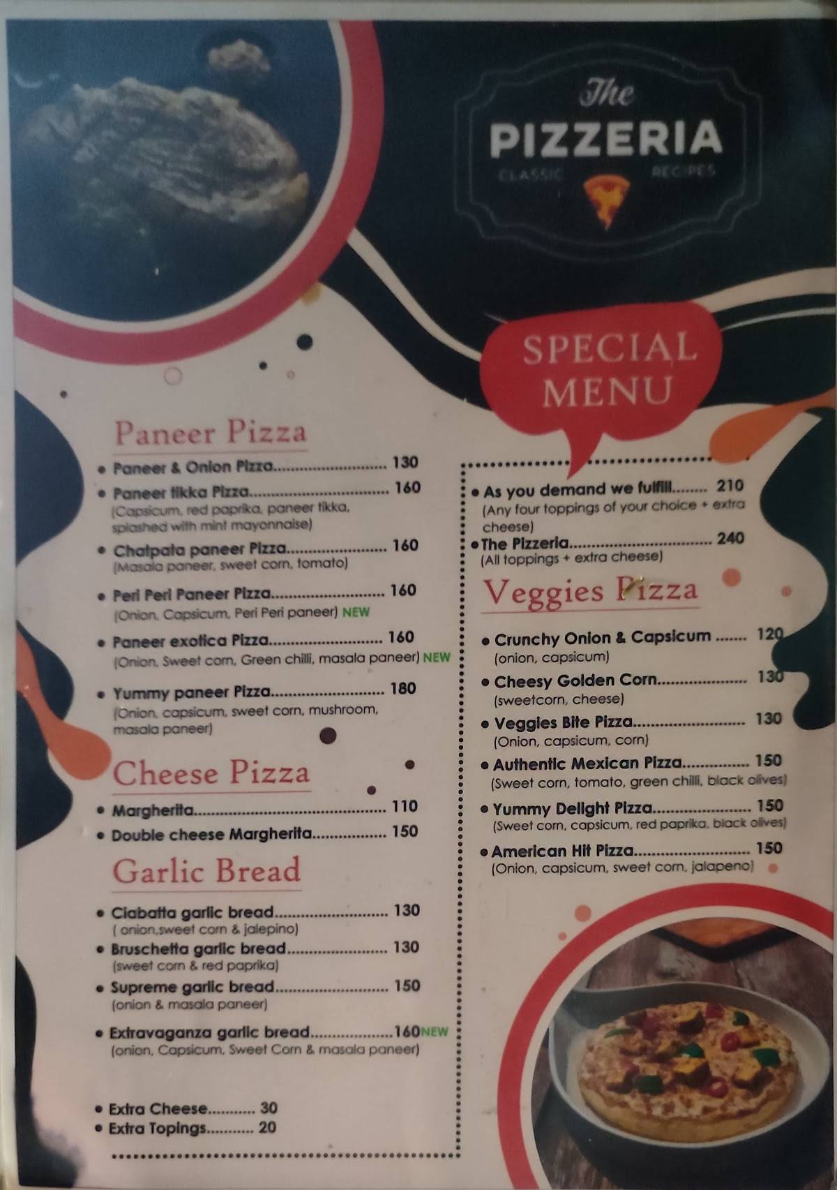 The Pizzeria menu