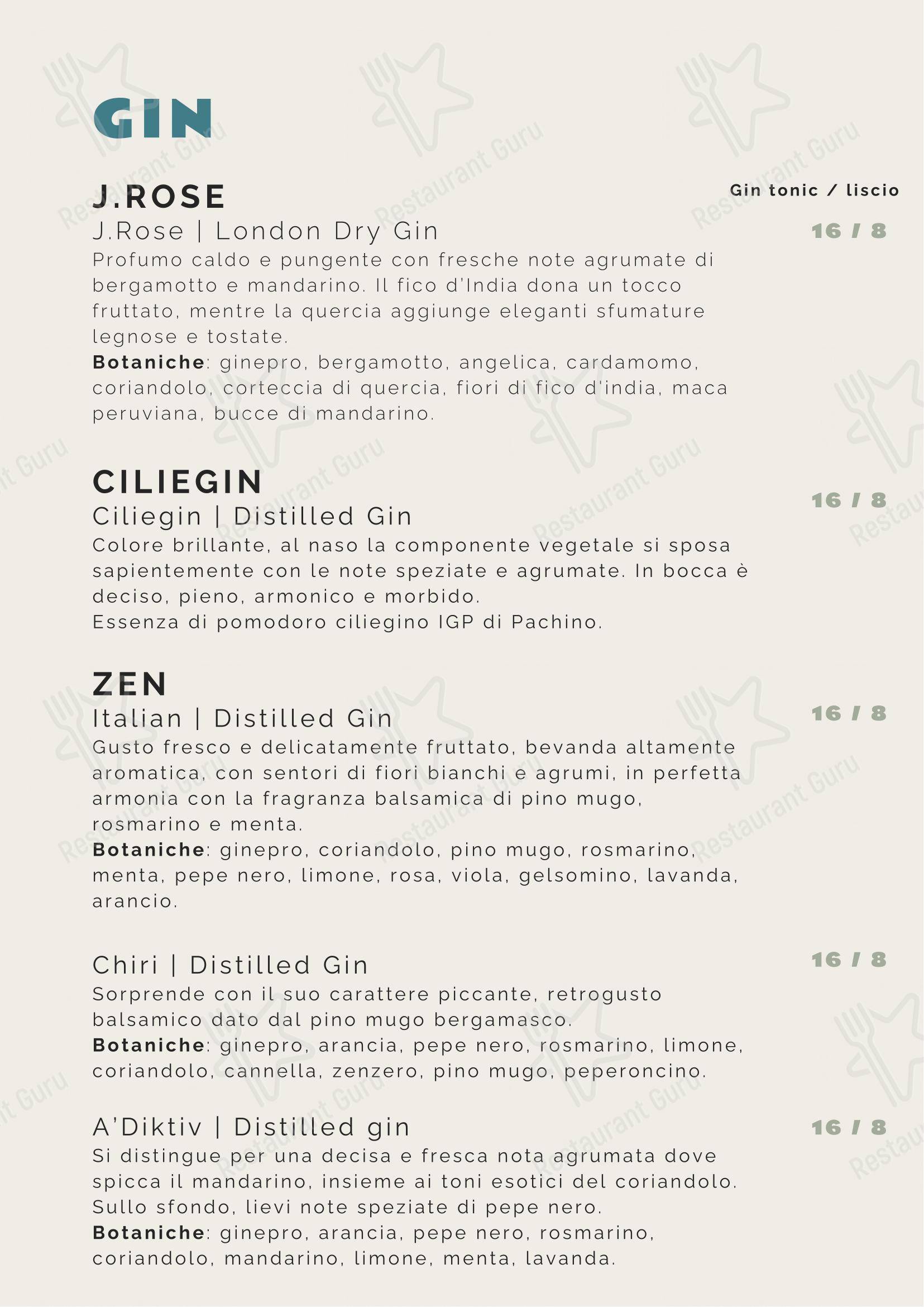 Menu bar per Tipico 20 in Roma