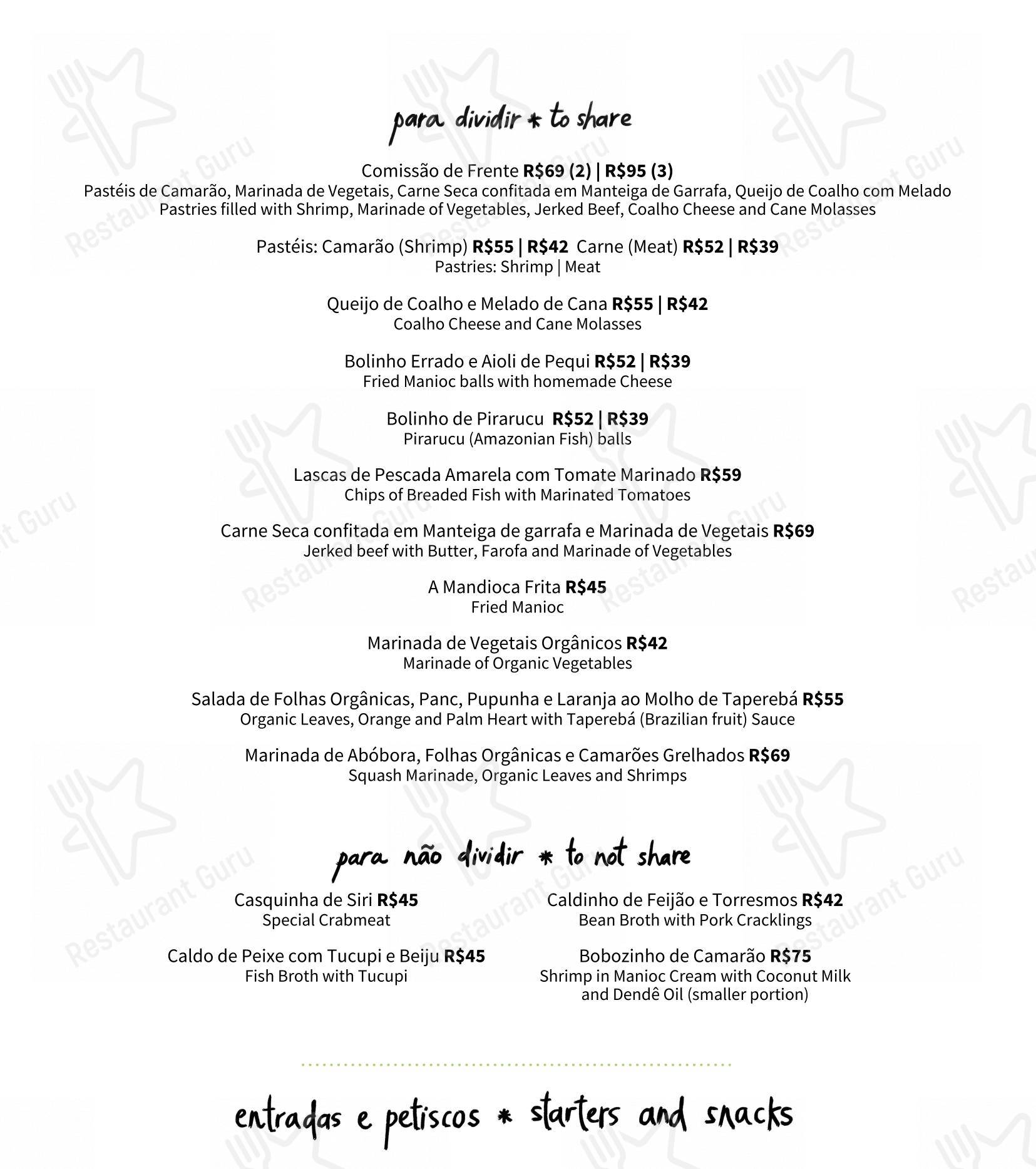 Menu para Tordesilhas restaurante