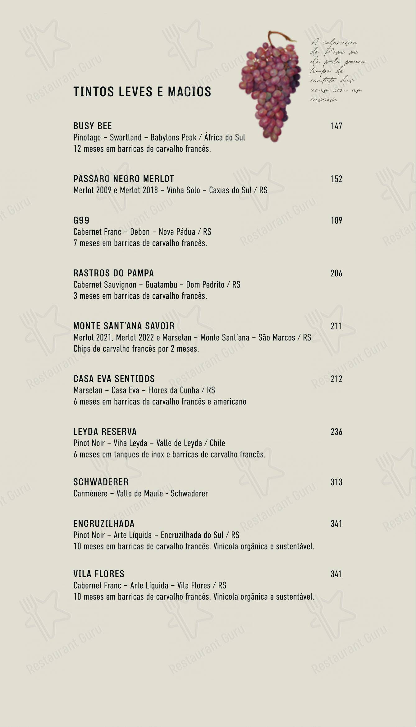 Menu para Vinolab em Gramado