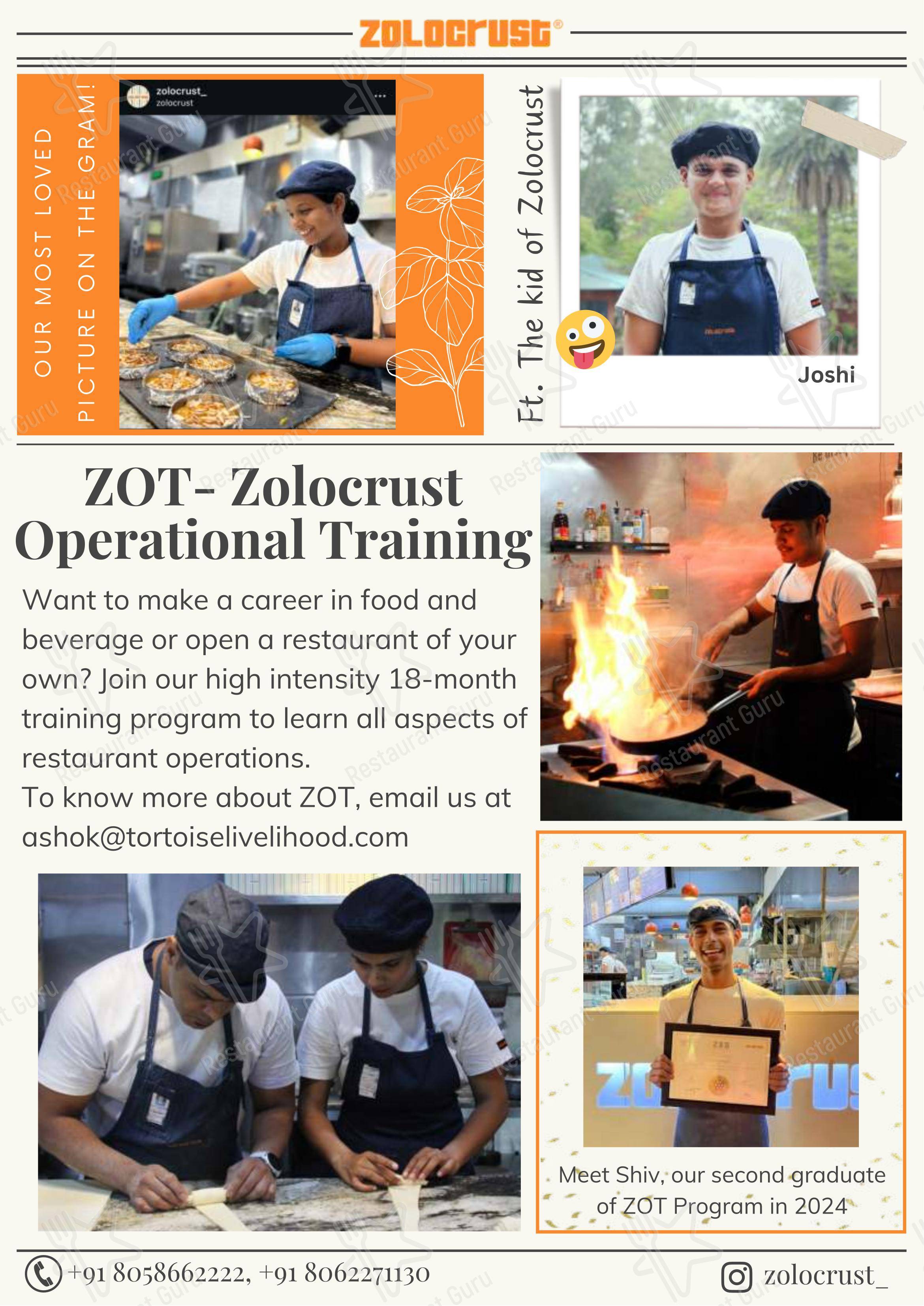 菜单 for the Zolocrust cafe