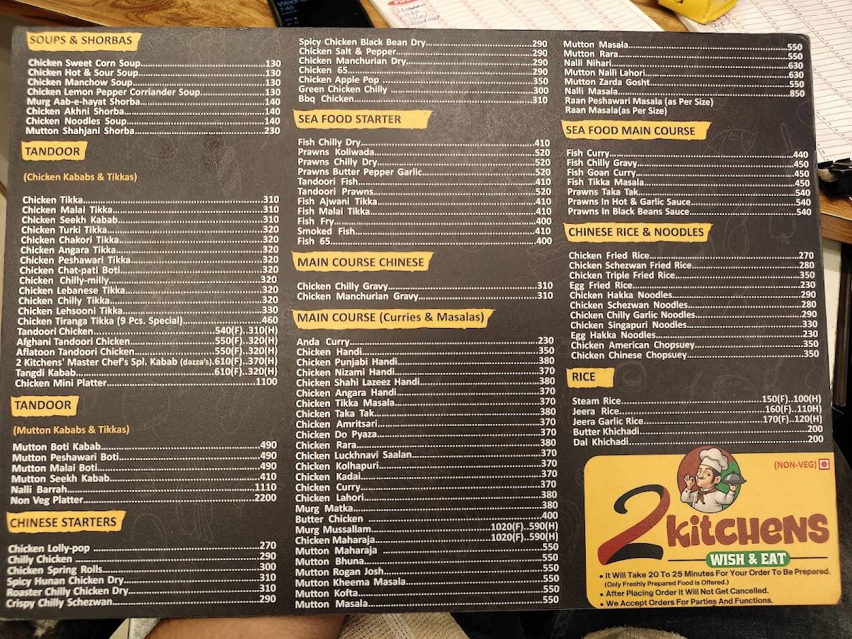 2 Kitchens menu