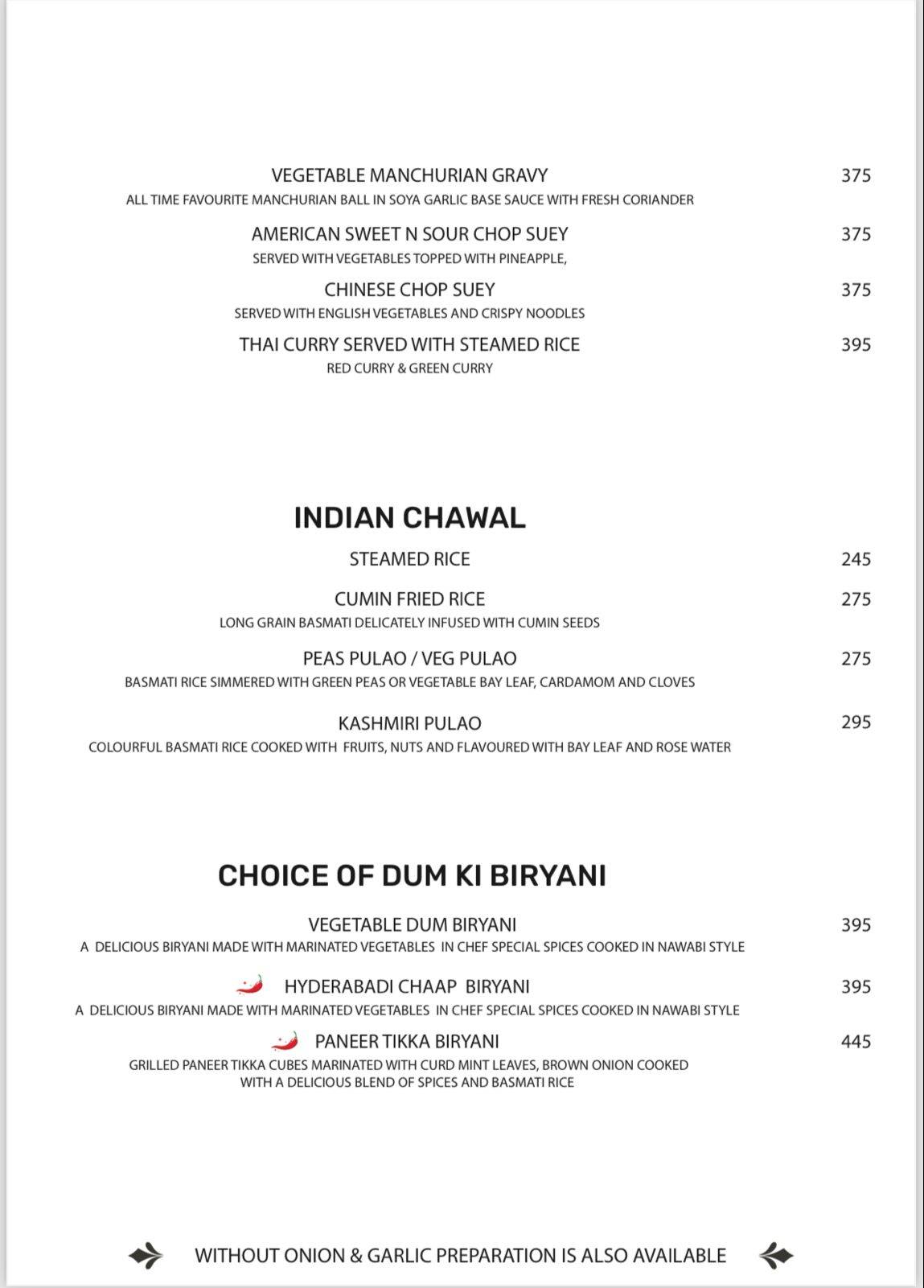 21 Candles Restaurant & Cafe A Unit of The Masala Chowk menu