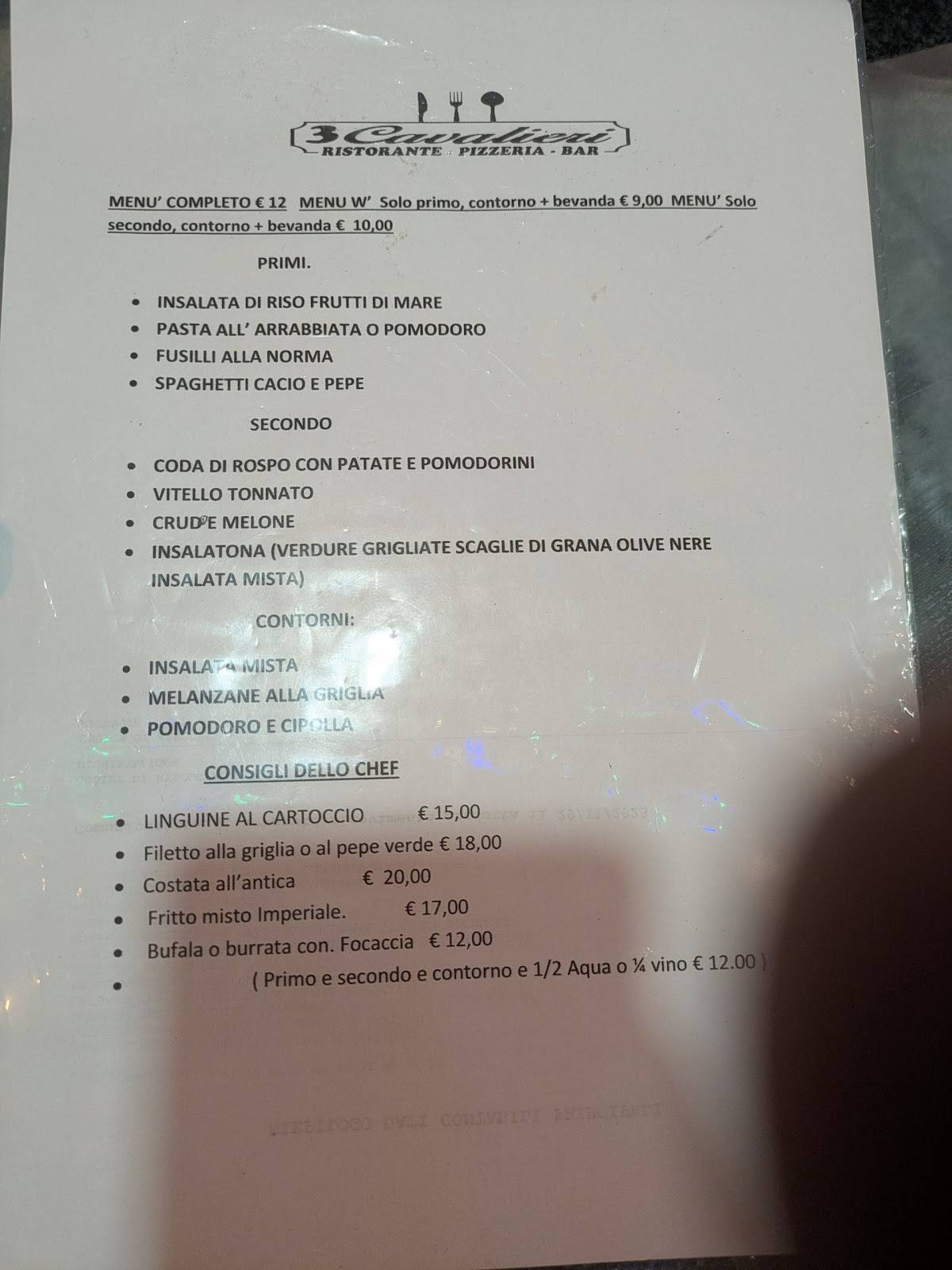 Menu di 3 Cavalieri 