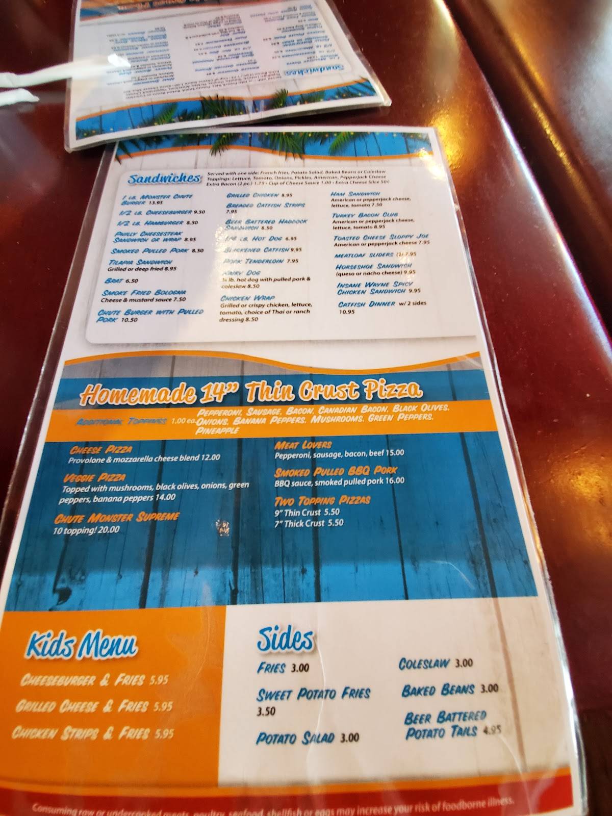 Menu at 3rd Chute Bar & Grill, Grafton