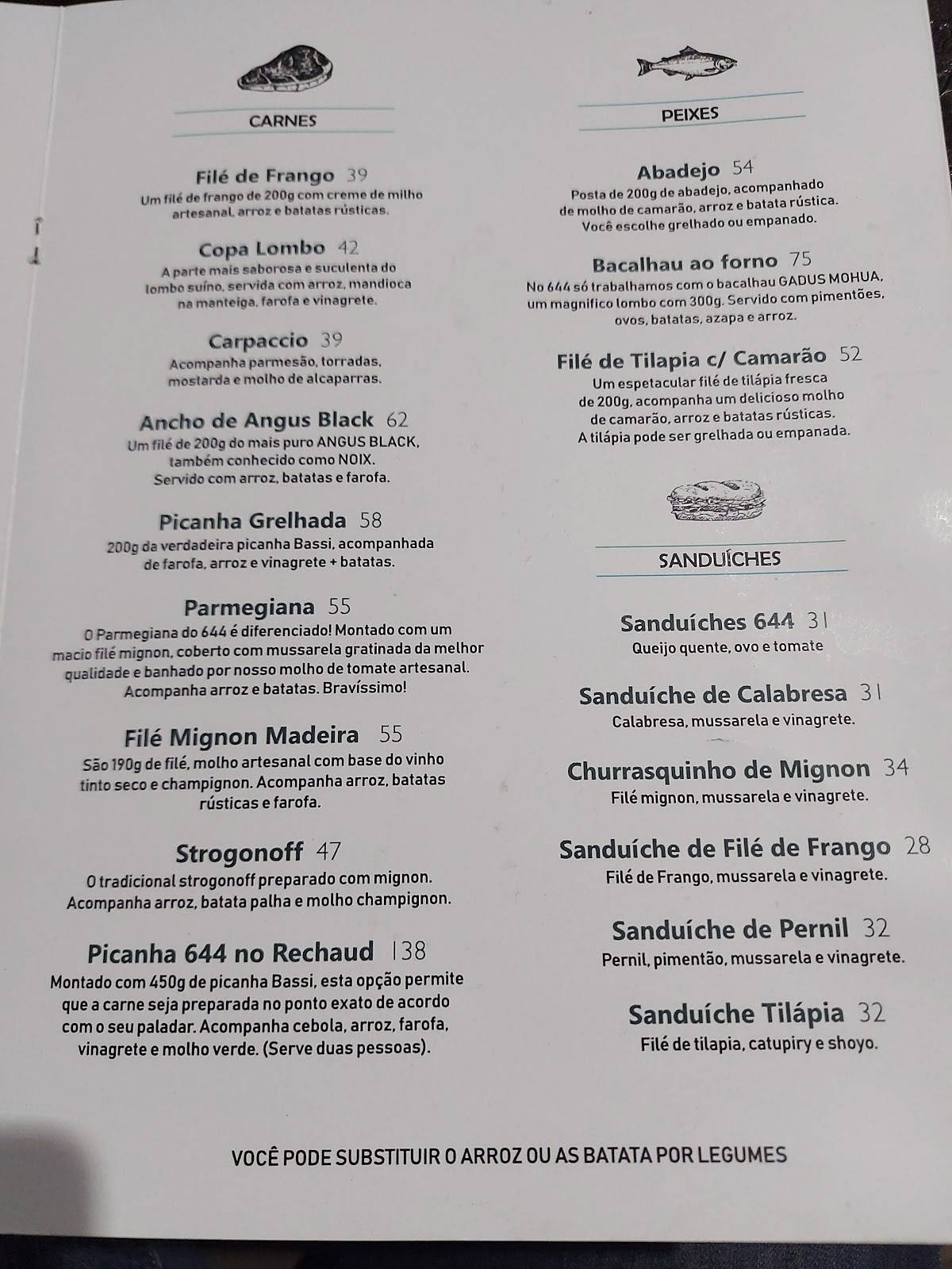 644 Restaurante e Pizzaria cardápio