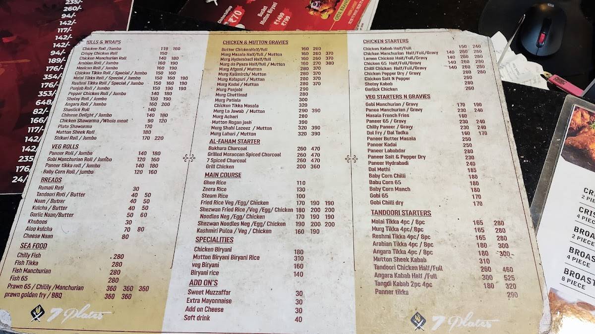 7 Plates menu