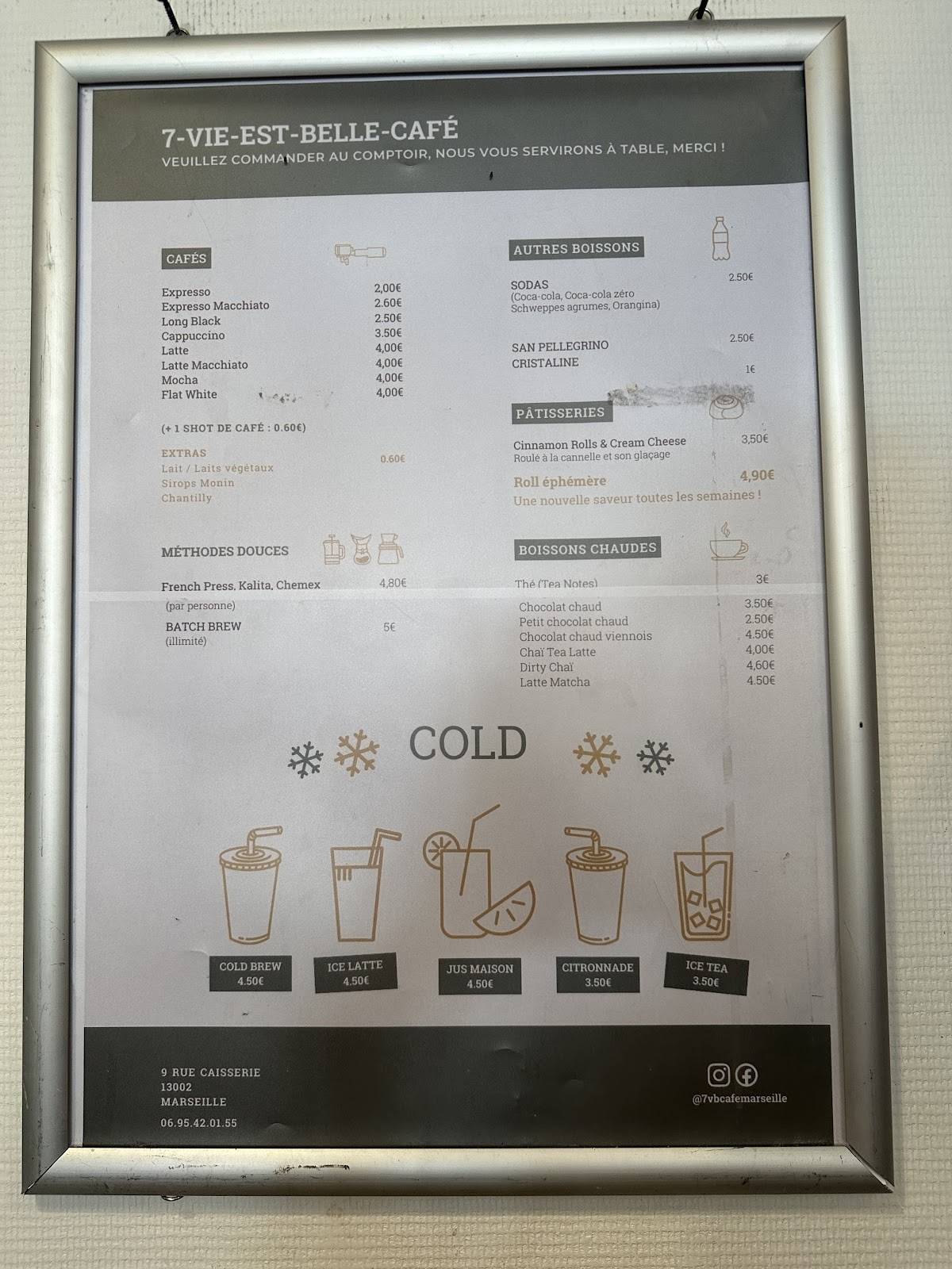 Menu de 7VB Café