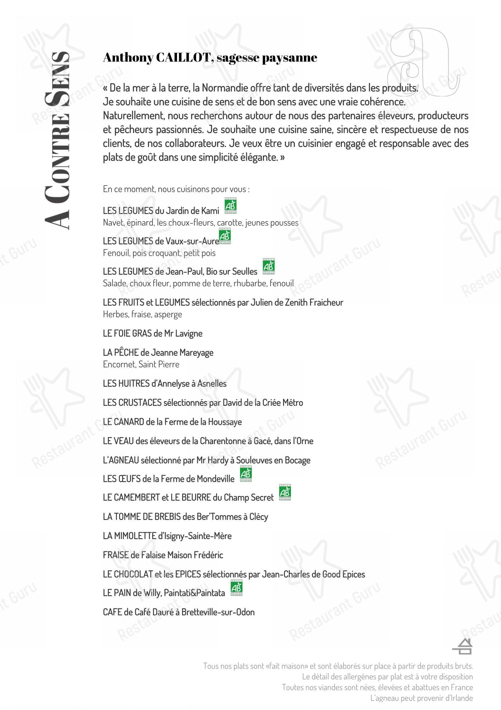 Menu bar pour A Contre Sens dans Caen