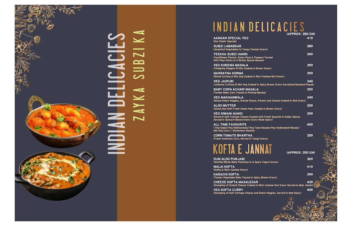 AANGAN GARDEN RESTAURANT menu