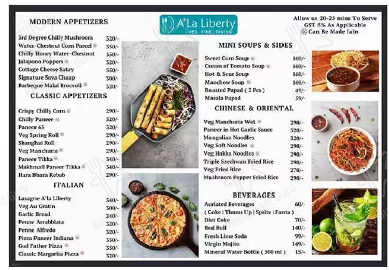 A'La Liberty menu