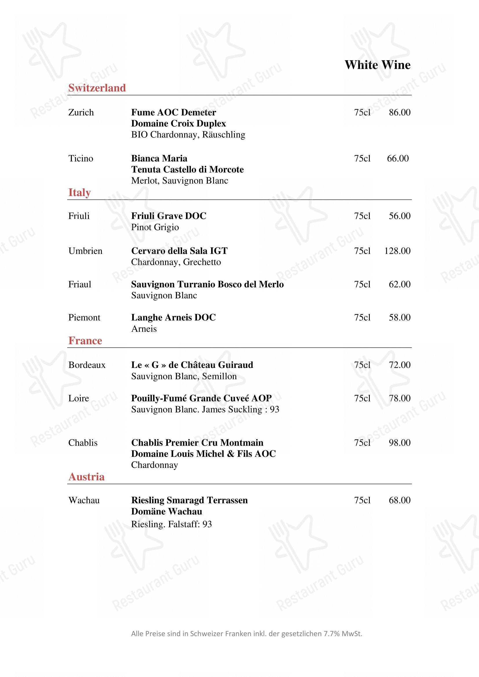 ANTONS in Lucerna - Menu
