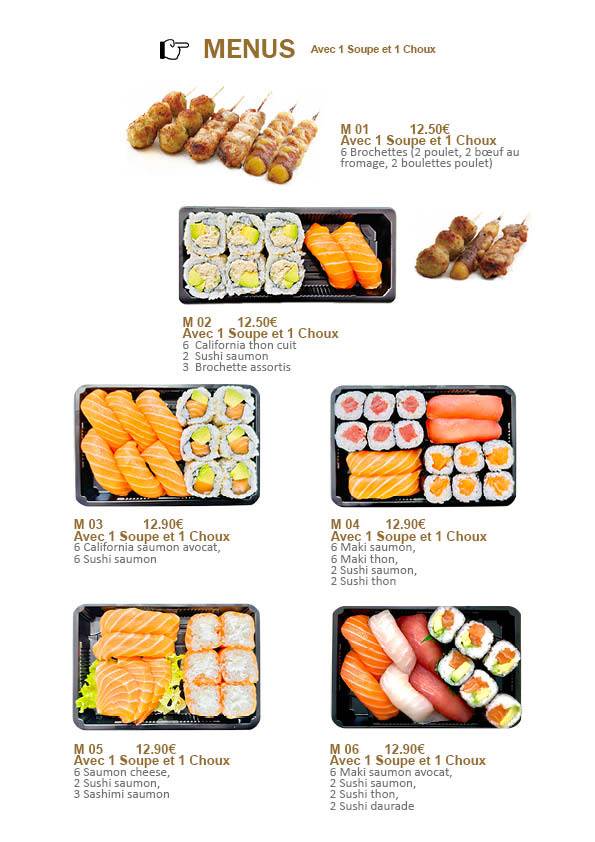 Menu de ASIA SHOP traiteur japonais（plats à emporter）