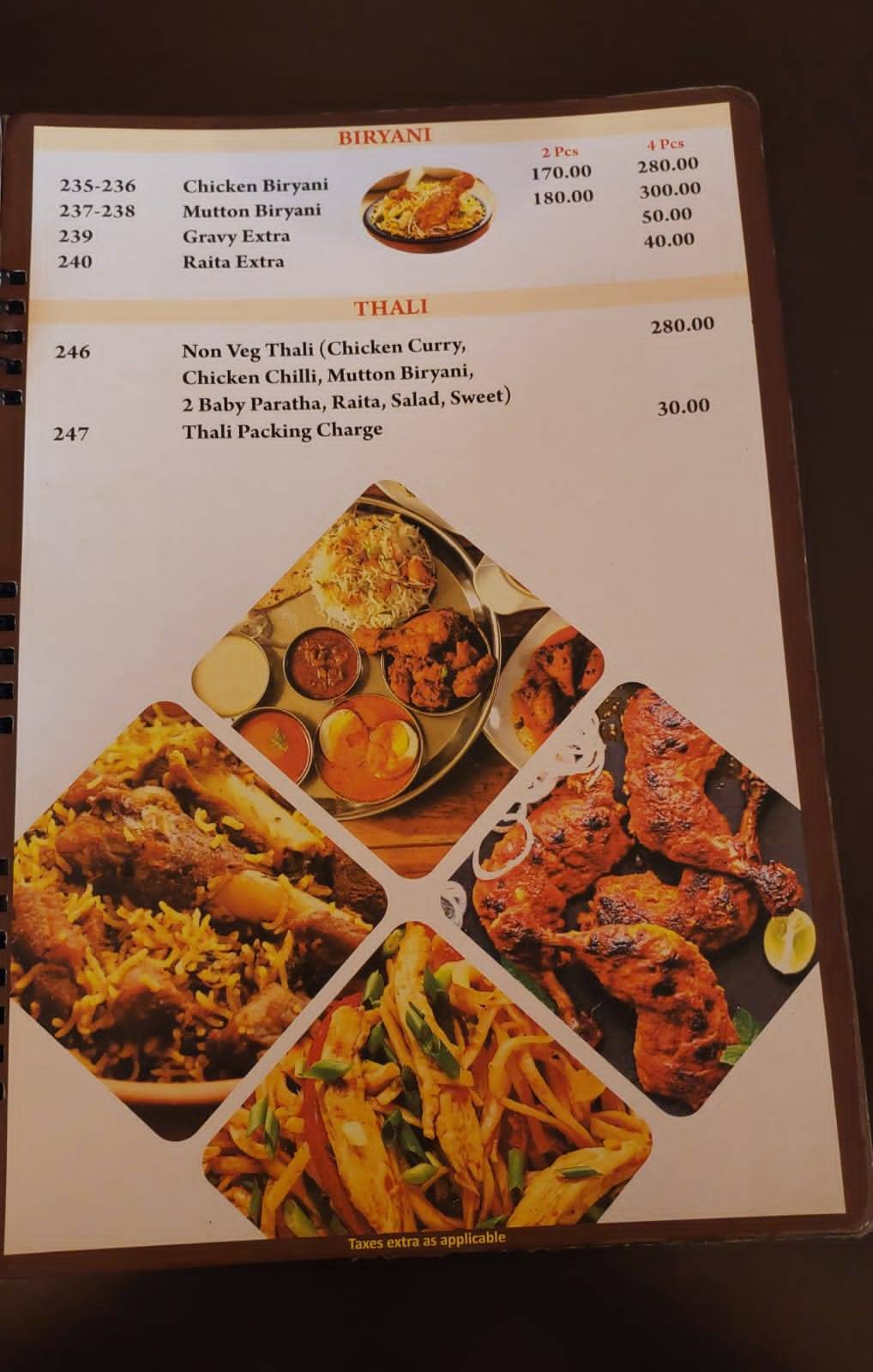 Aachman menu