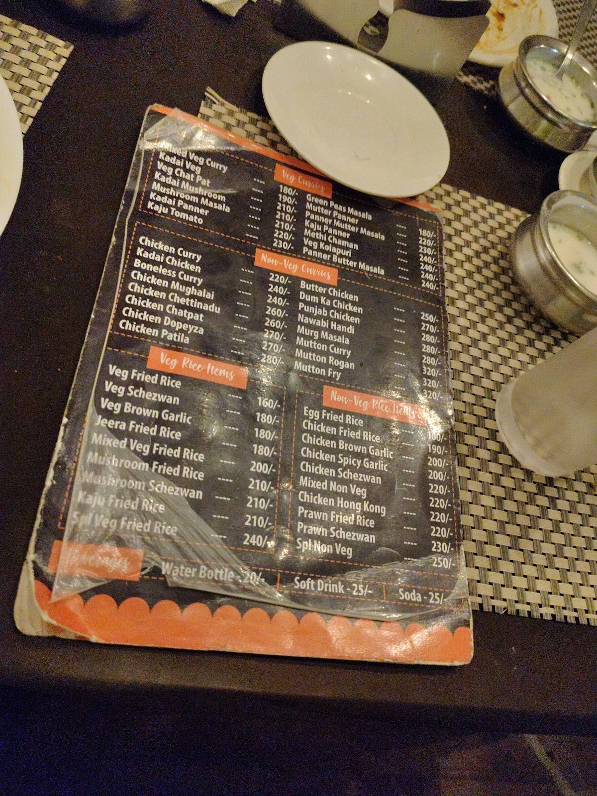 Aaha Restaurant menu
