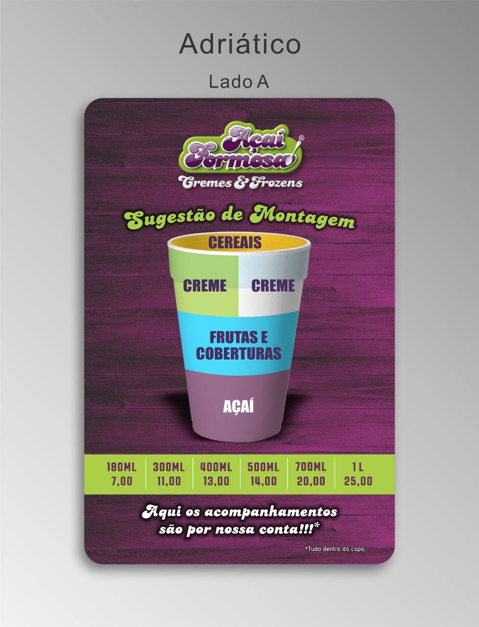 Açaí Formosa cardápio
