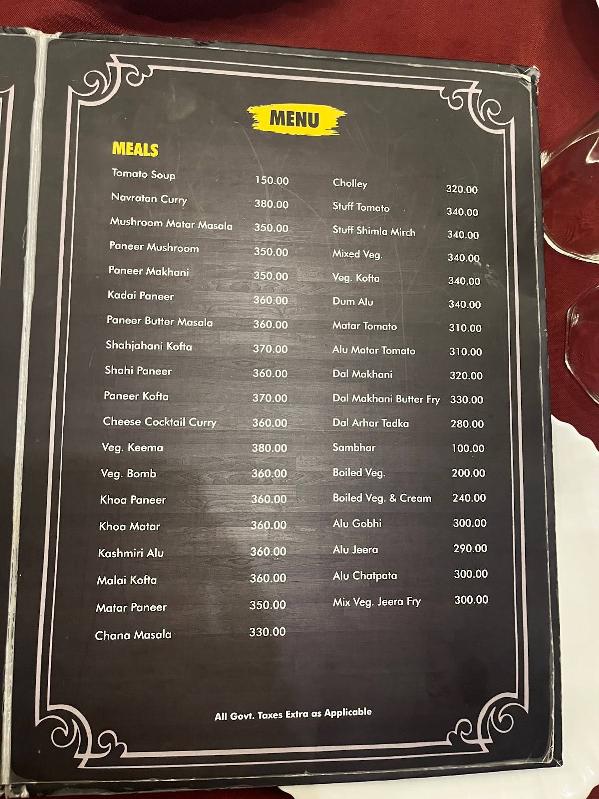 Achman Veg. Restaurant menu