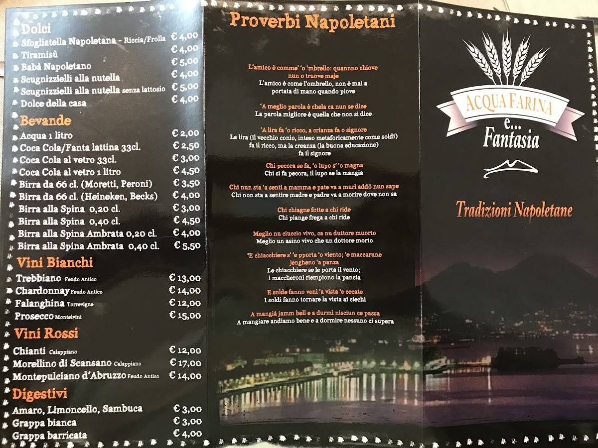 Menu di Acqua Farina e...Fantasia 