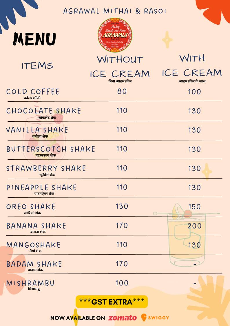 Agarwal's Mithai & Rasoi menu