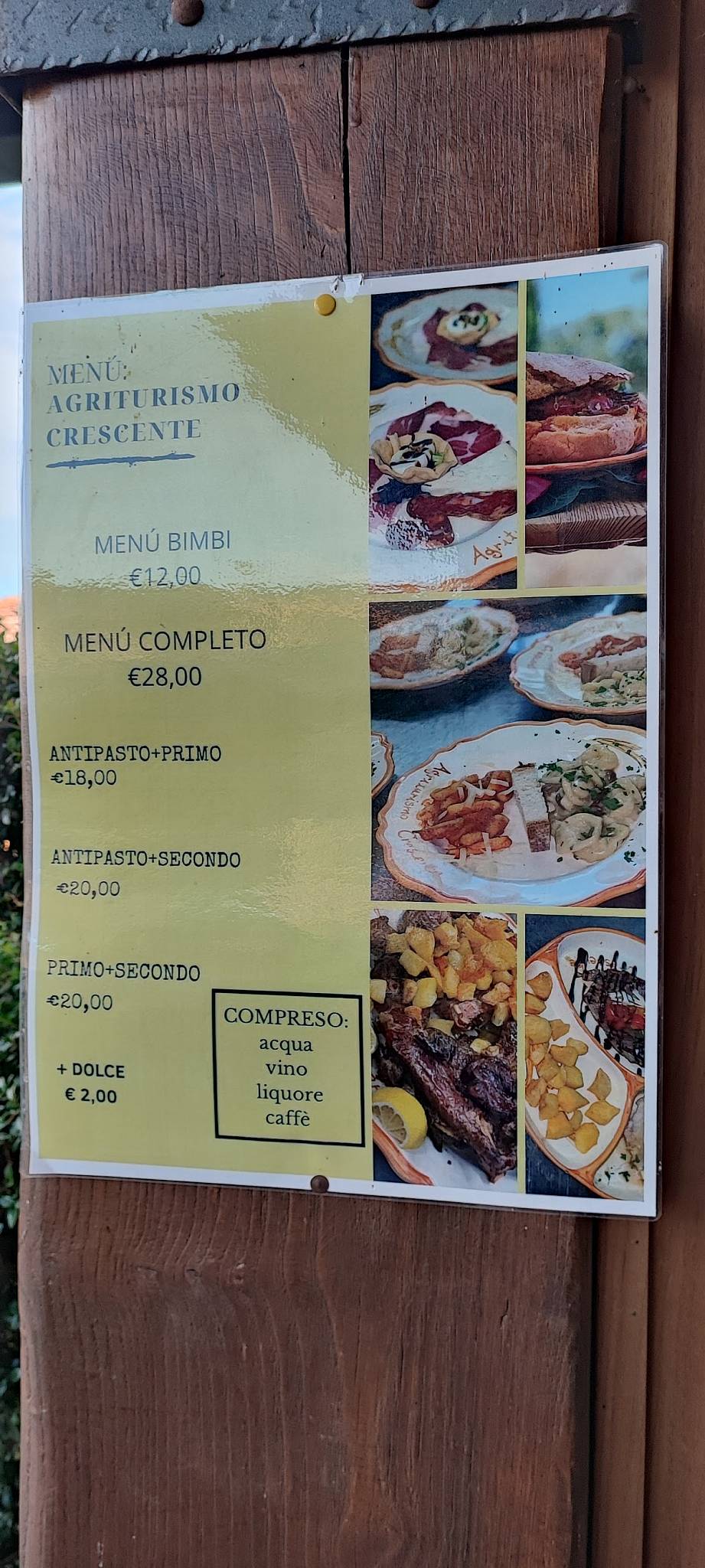 Menu di Agriturismo Crescente 