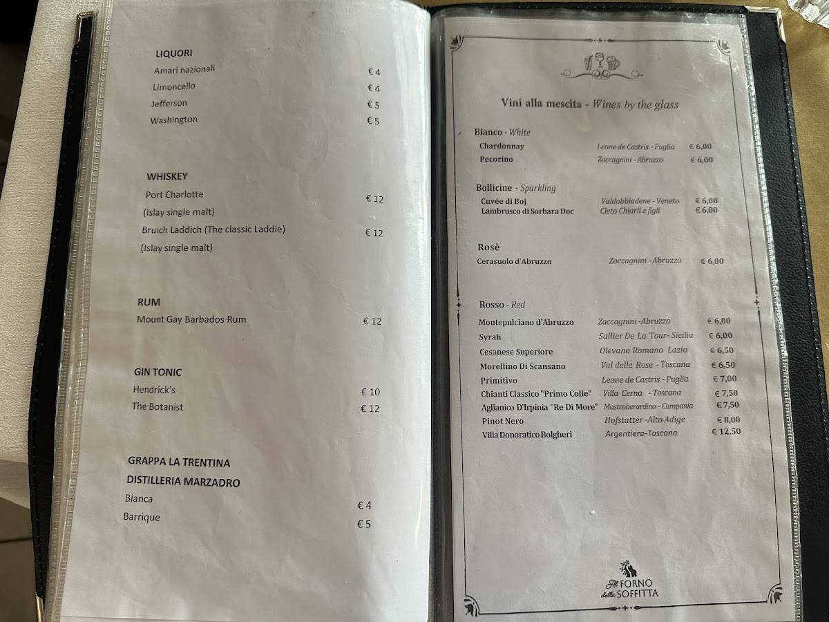 Menu di Al Forno della Soffitta 