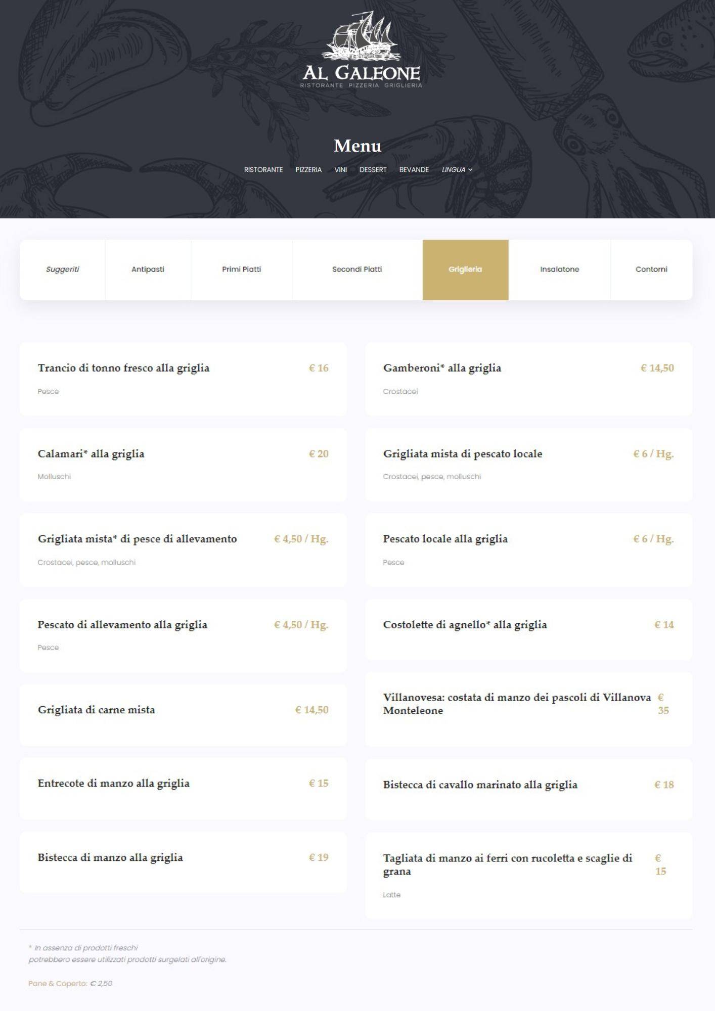 Menu di Al Galeone 