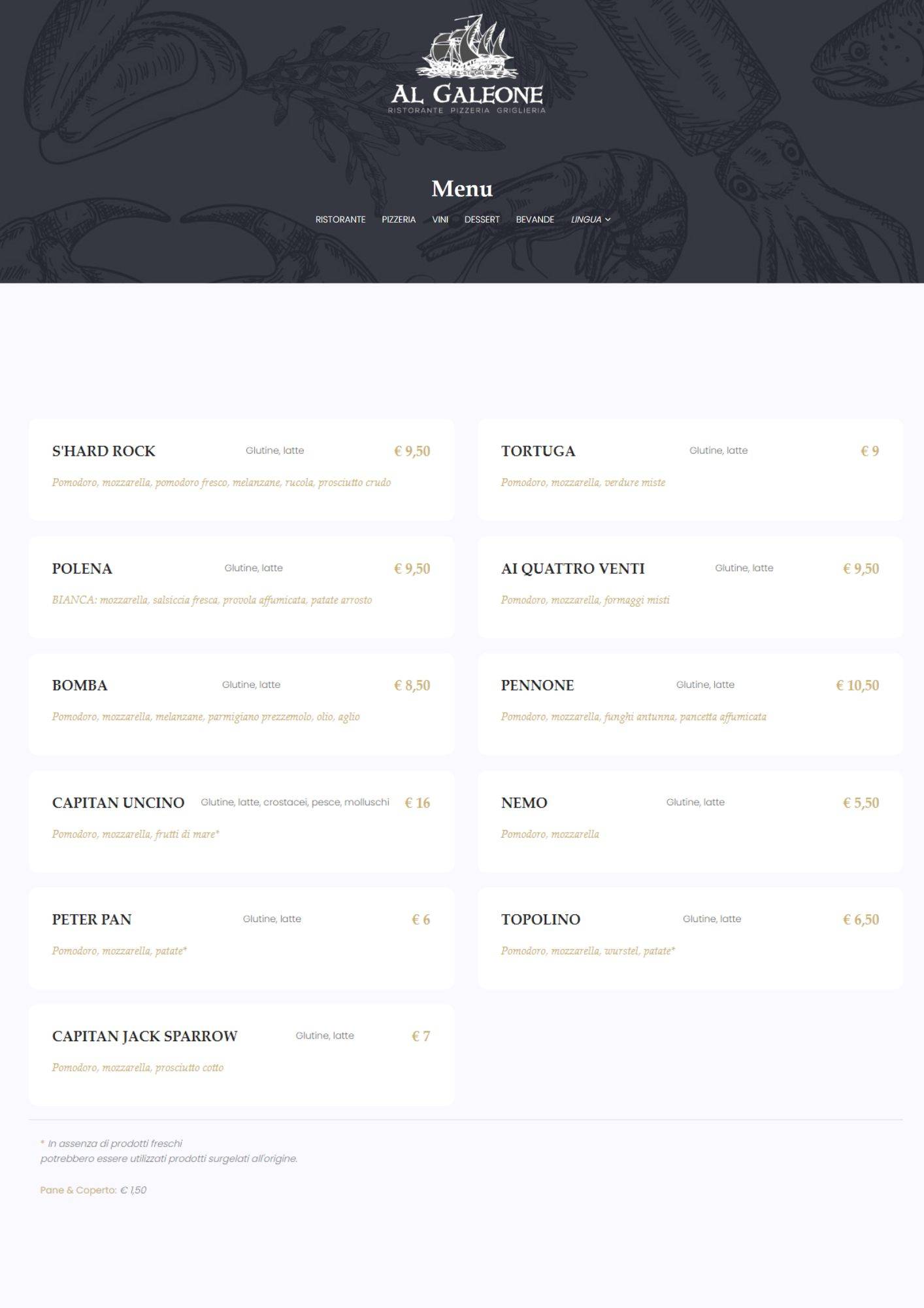 Menu di Al Galeone 