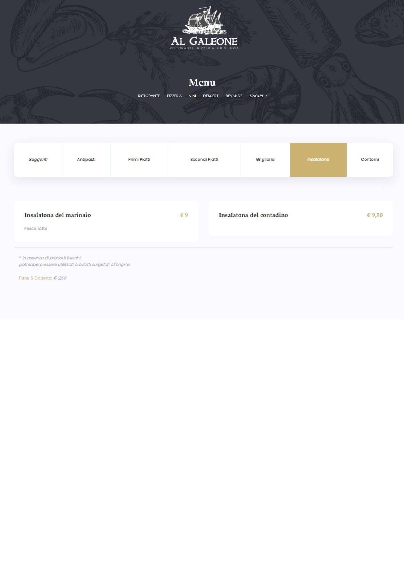 Menu di Al Galeone 