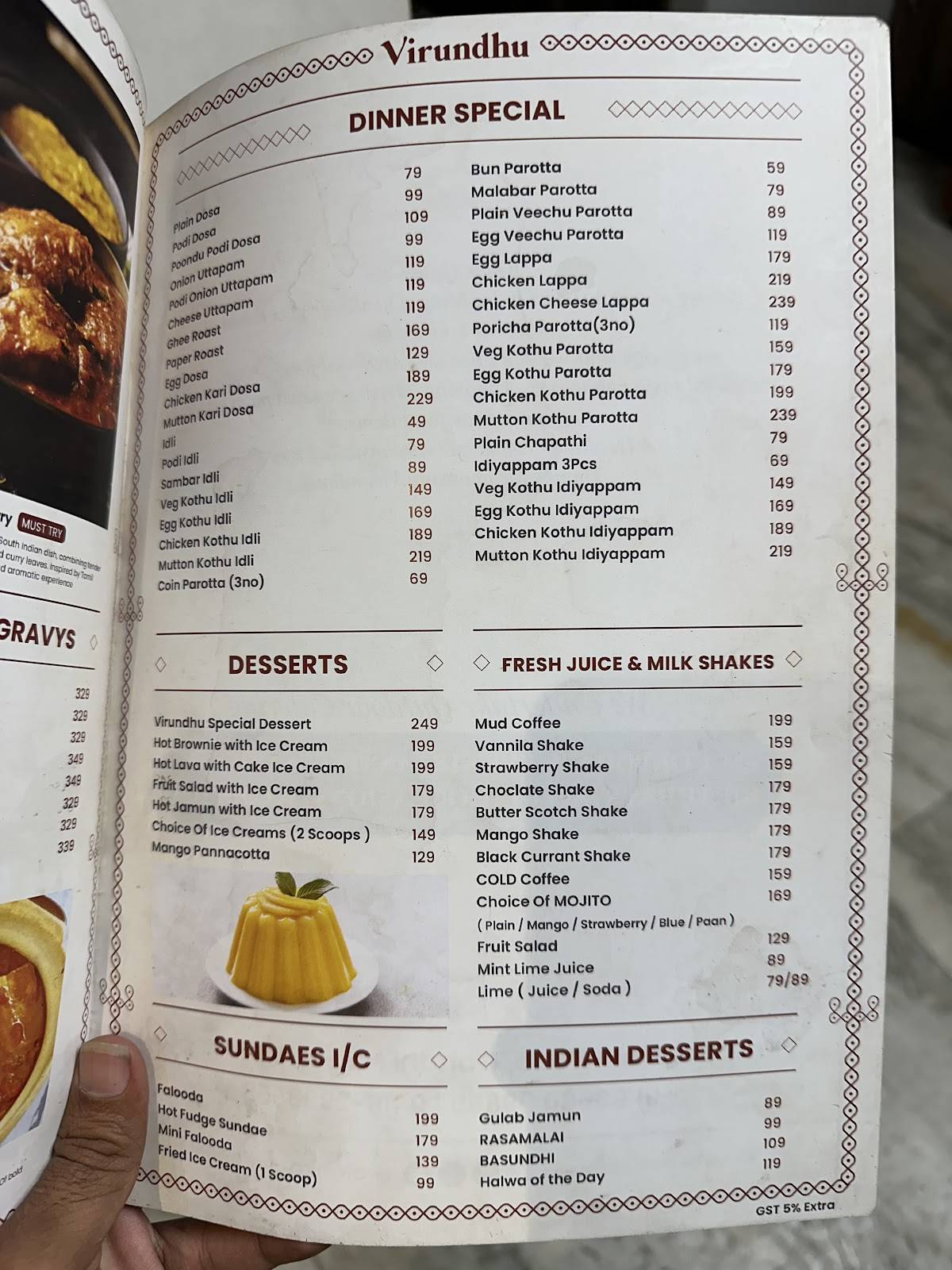 Alankar's Virundhu menu
