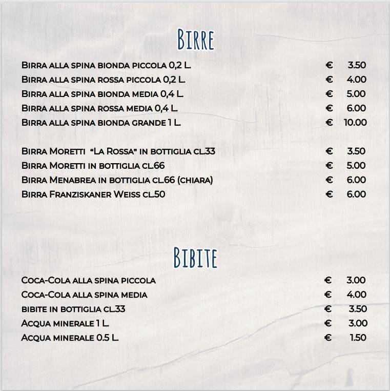 Menu di Pizzeria Avana 