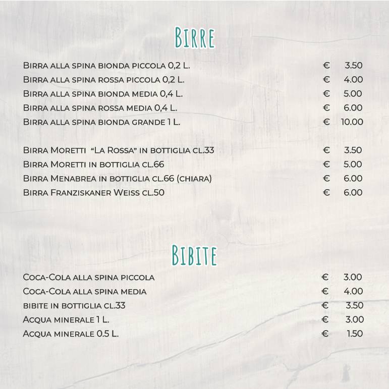 Menu di Pizzeria Avana 