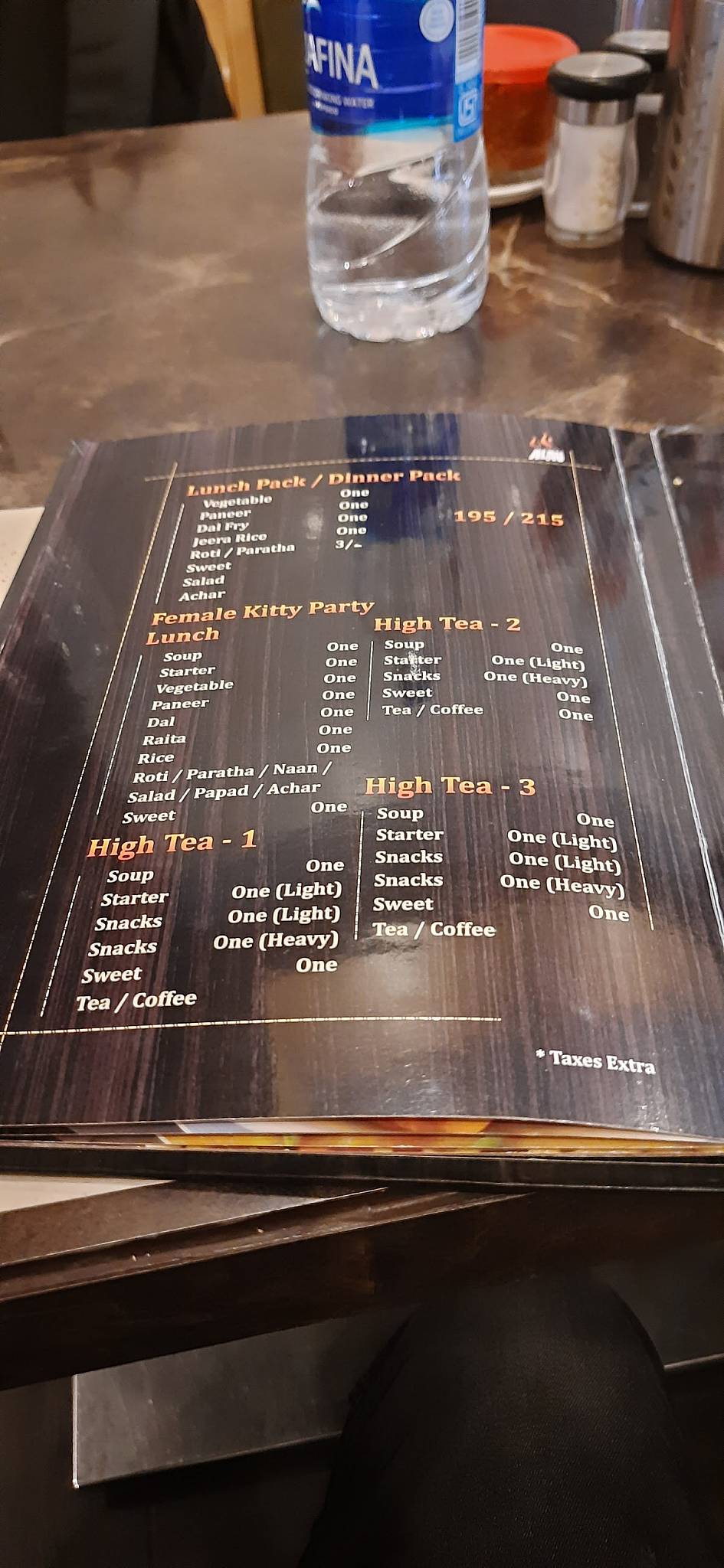 Alav Restaurant menu