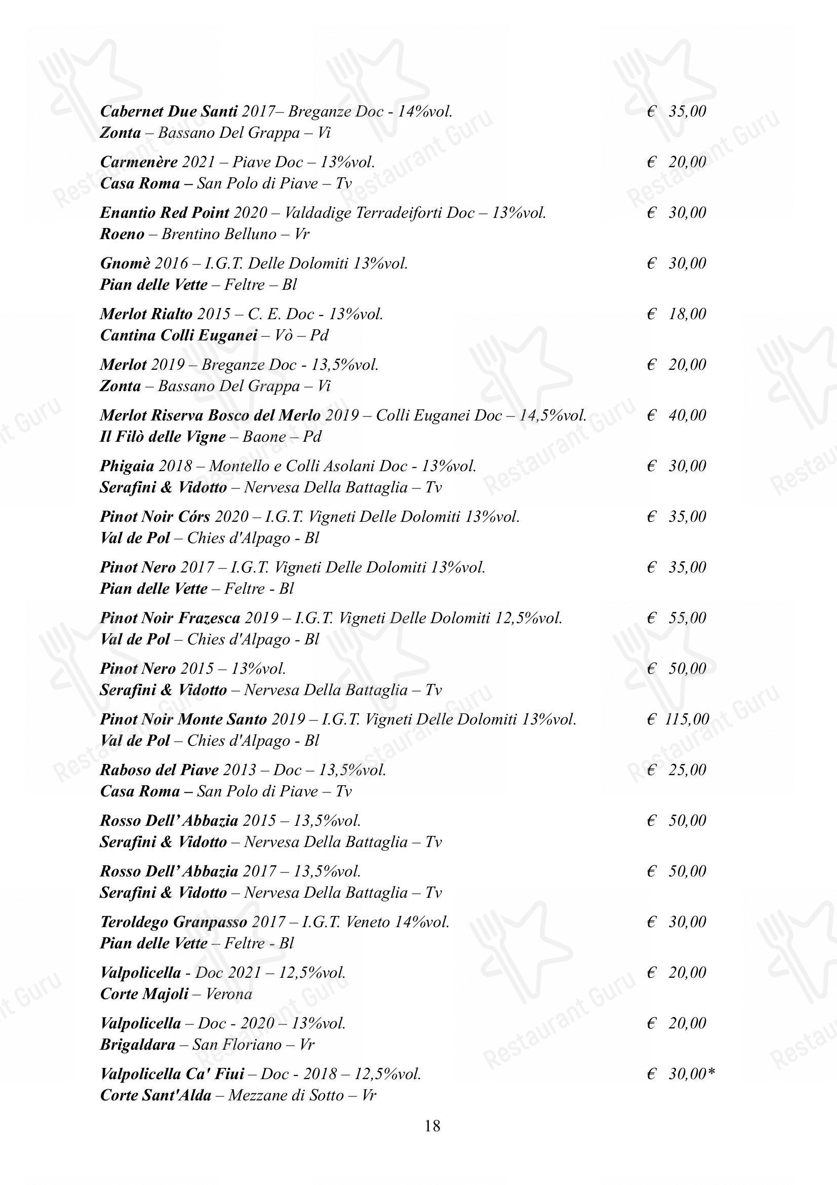 Albergo Ristorante Alle Codole in Canale d'Agordo - Menu