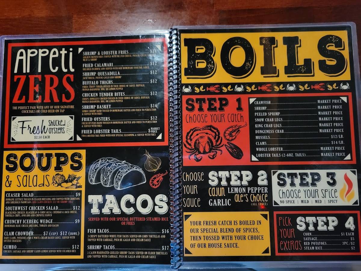 Menu at Ale's Crab House pub & bar, Ridgecrest