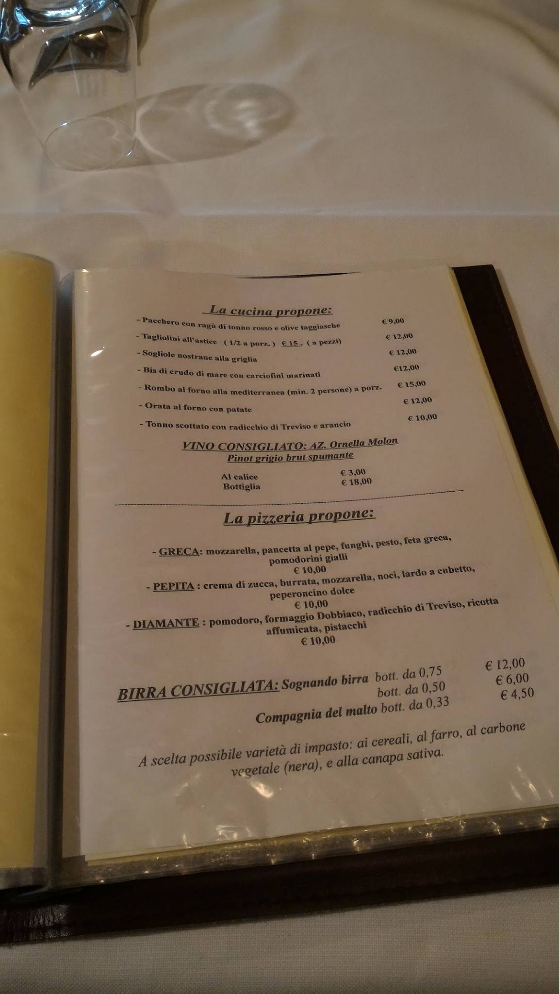 Menu di Ristorante alla Torre 