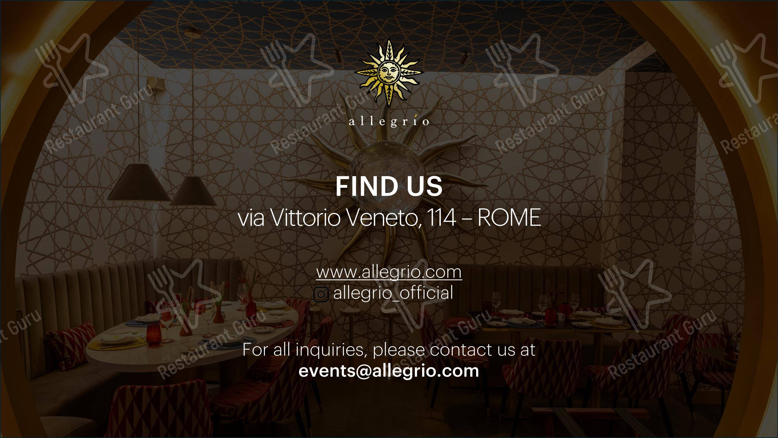 Allegrío in Roma - Menu