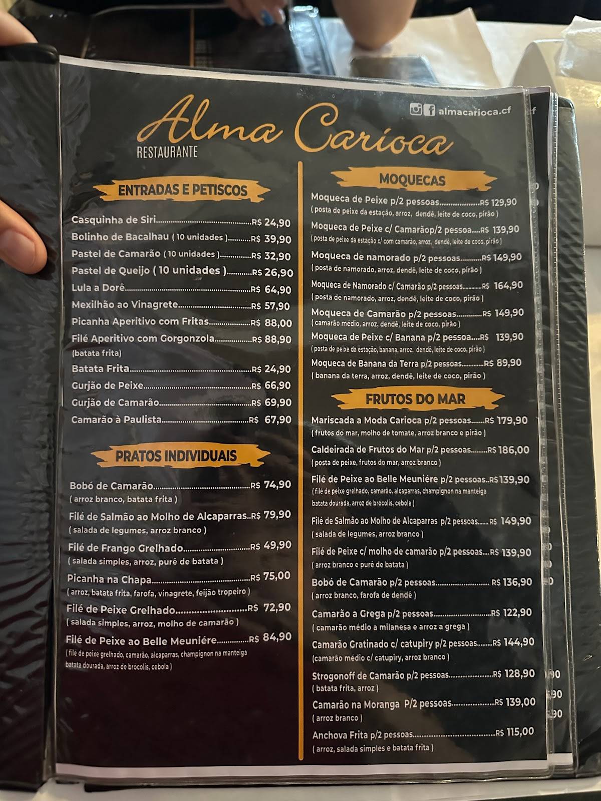 Alma Carioca cardápio