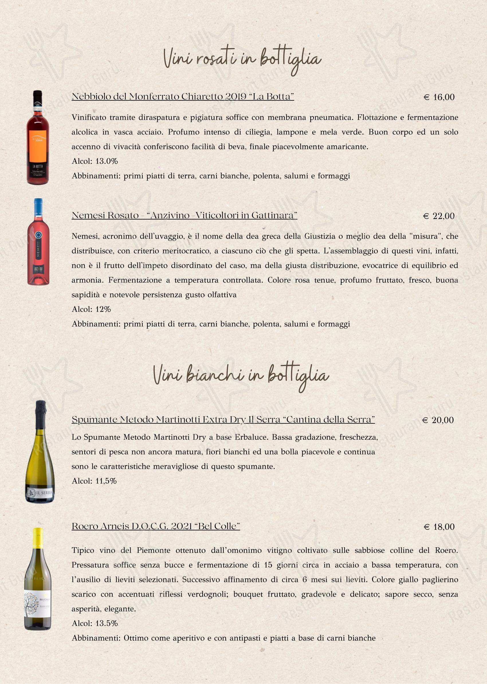 Menu bar per Alpe Campo Rimasco ristorante