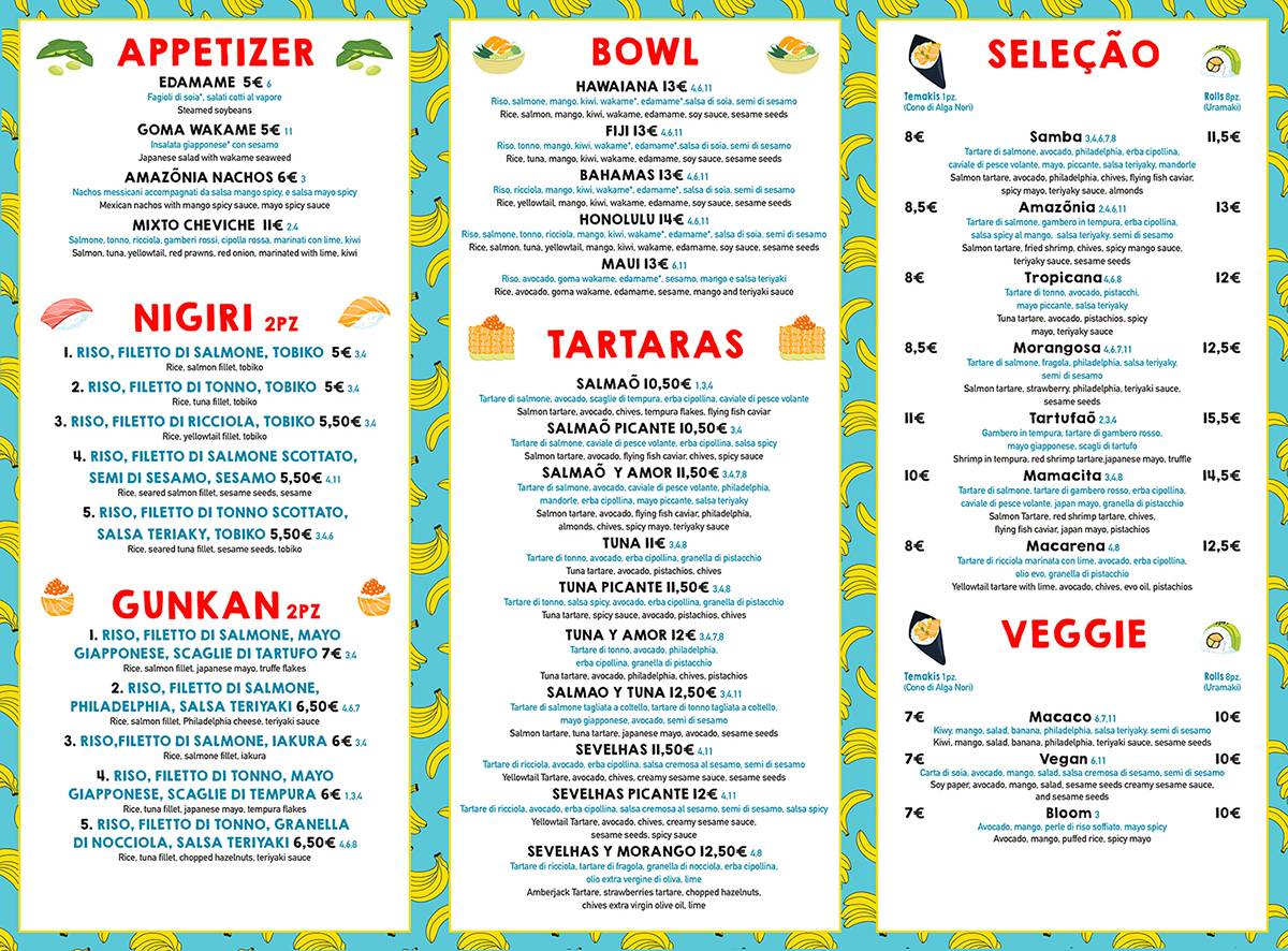 Menu di Amazonia Piazza Bologna 