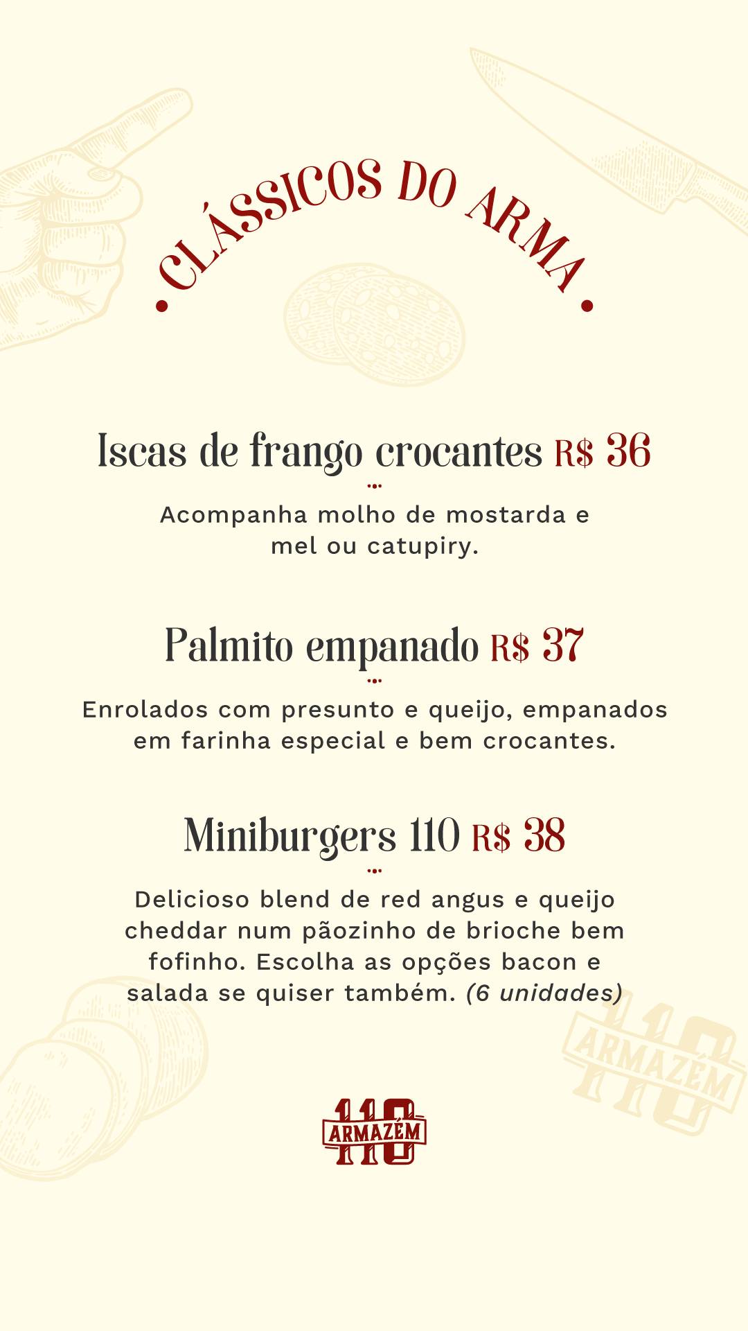 Armazém 110 cardápio