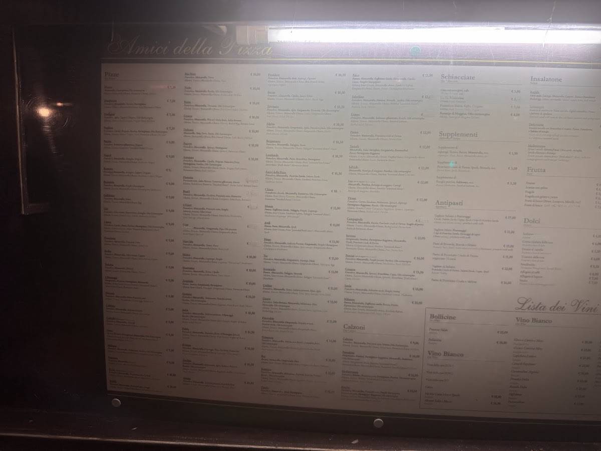 Menu di Amici della Pizza 