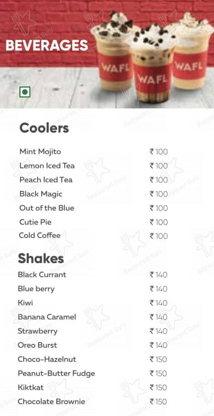 Wafl (Waffles In Amritsar) menu