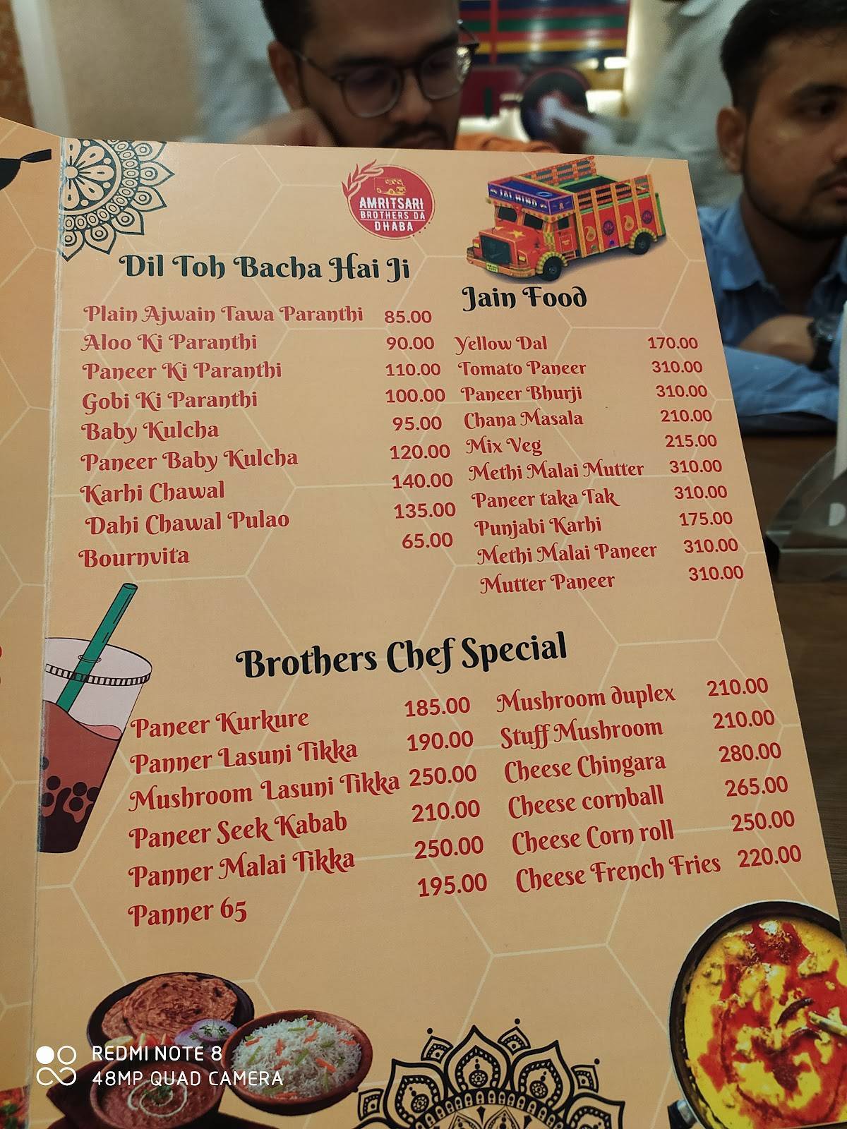 Menu at Amritsari Brothers Da Dhaba, Vadodara