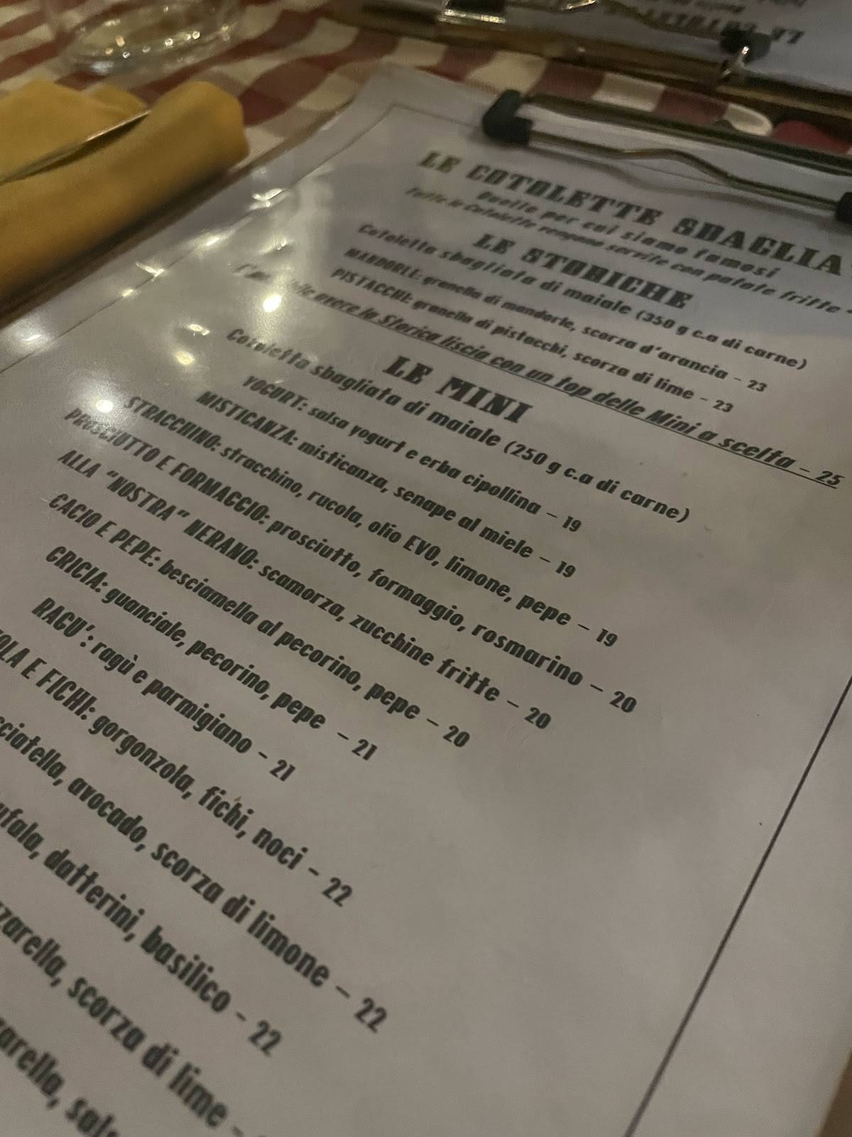 Menu di Anche - La Cotoletta Sbagliata 