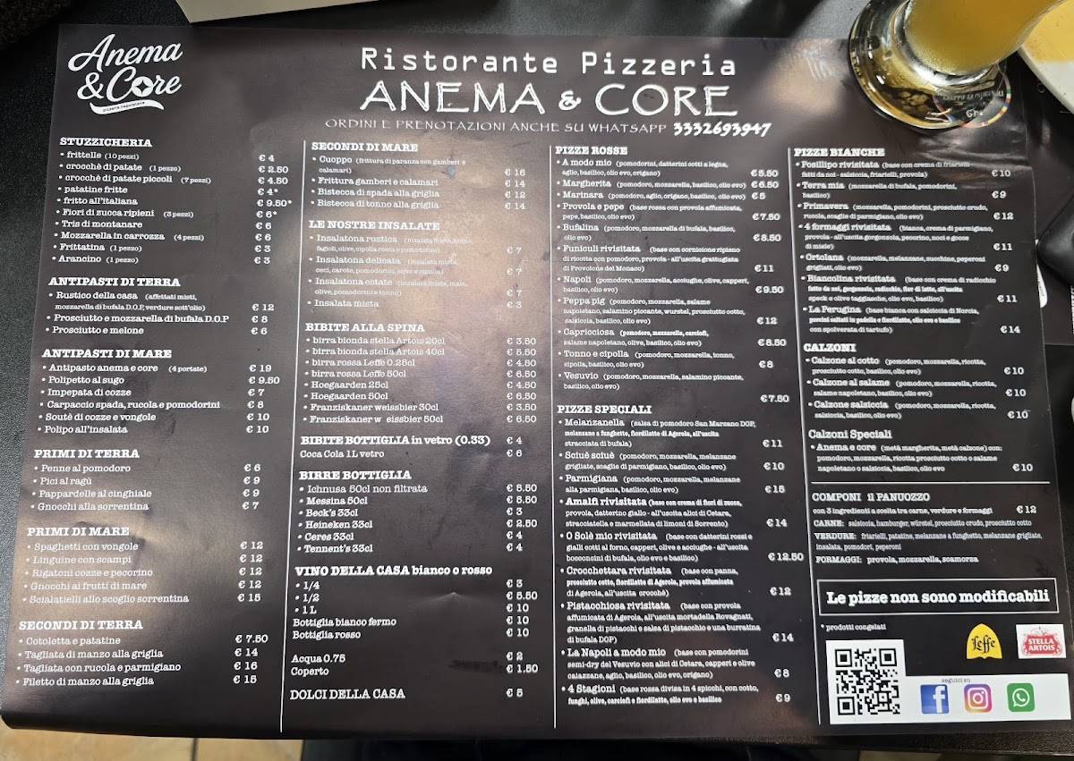 Menu di Anema & Core 