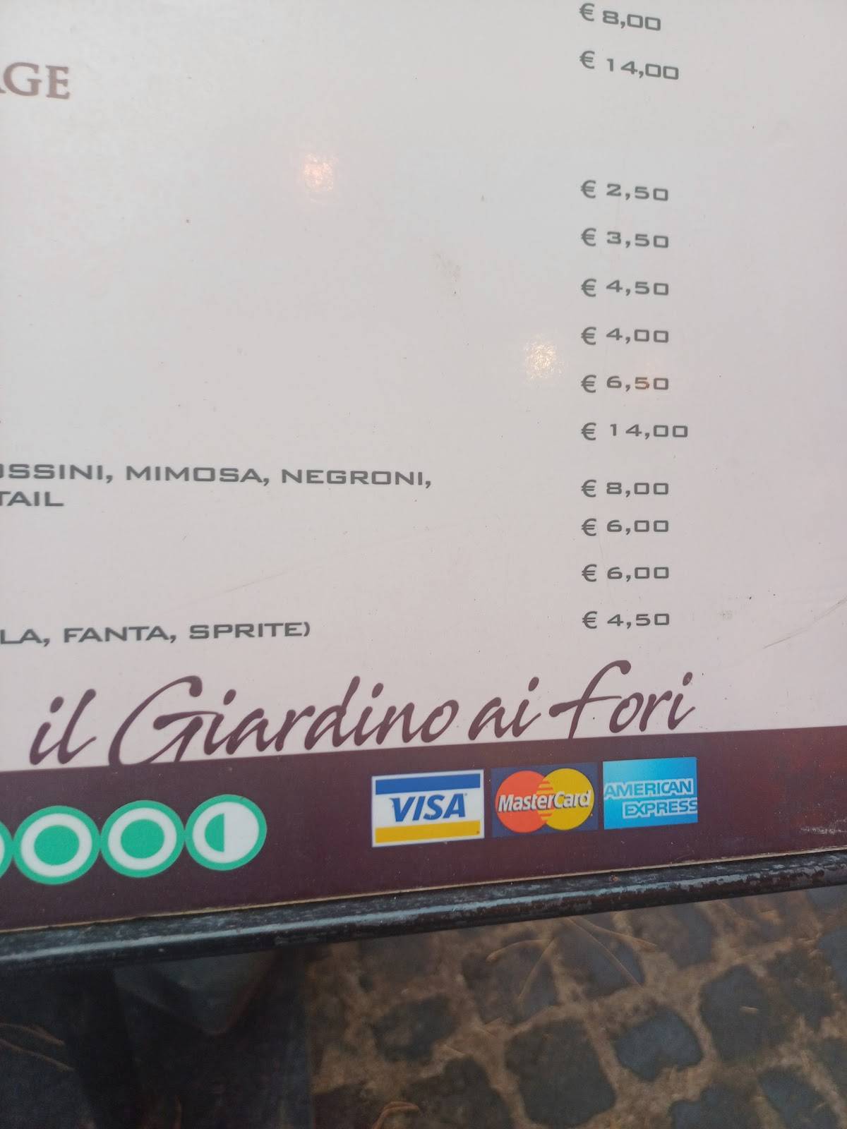 Menu di Angelino "ai Fori" dal 1947 